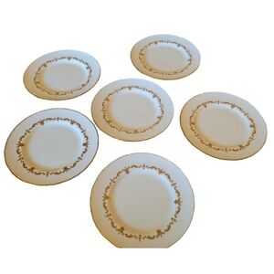 Royal Worcester Chantilly Gold Fine Bone China Set of 6 Plates 6" Vintage